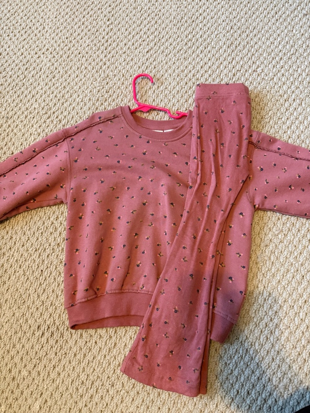 Zara Girls Pink Floral Matching Sweatshirt & Leggings Set